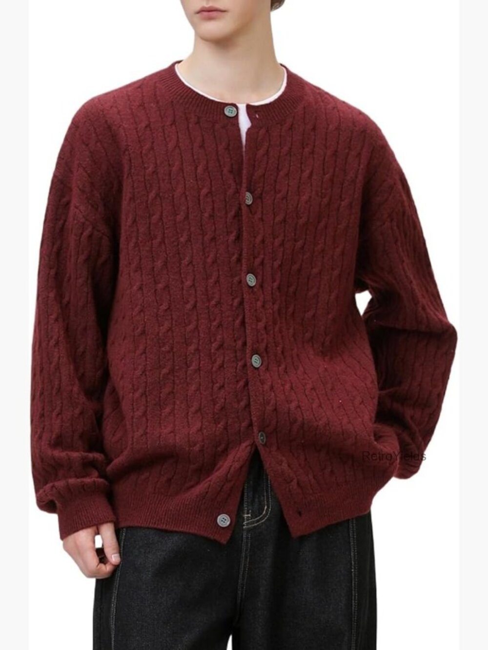 Chunky Cable Knit Grandpa Cardigan Sweater